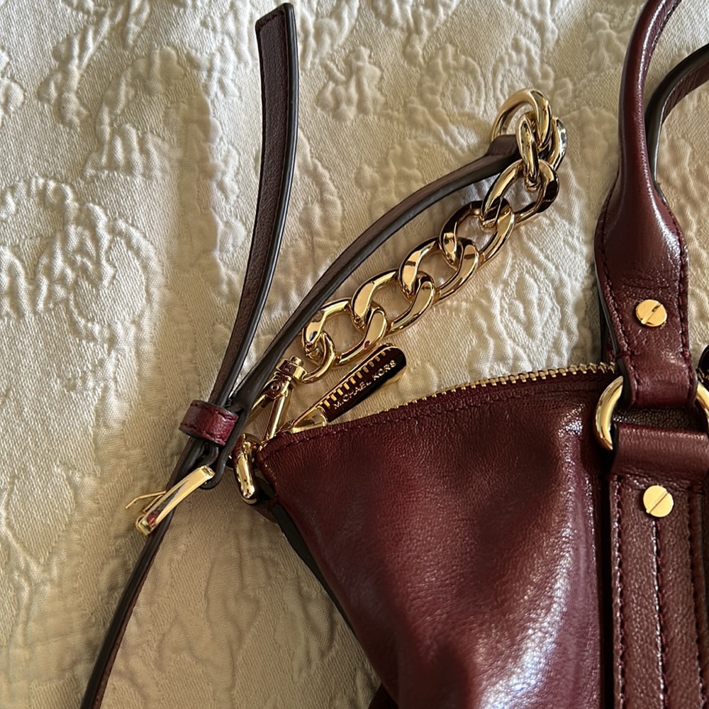 NWOT Michael Kors Burgundy Satchel - Picture 4 of 13